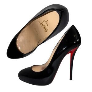 Christian Louboutin Argotik 120 Black Patent Leather Heels Pumps Size 38.5